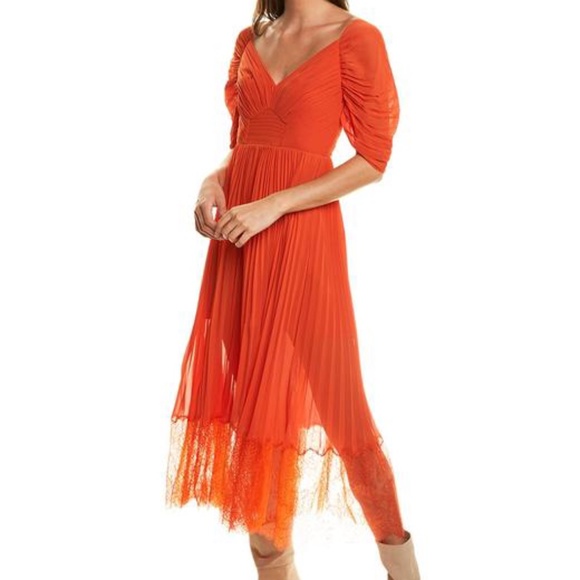 Self-Portrait Pleated Midi Dress - Picture 1 of 3